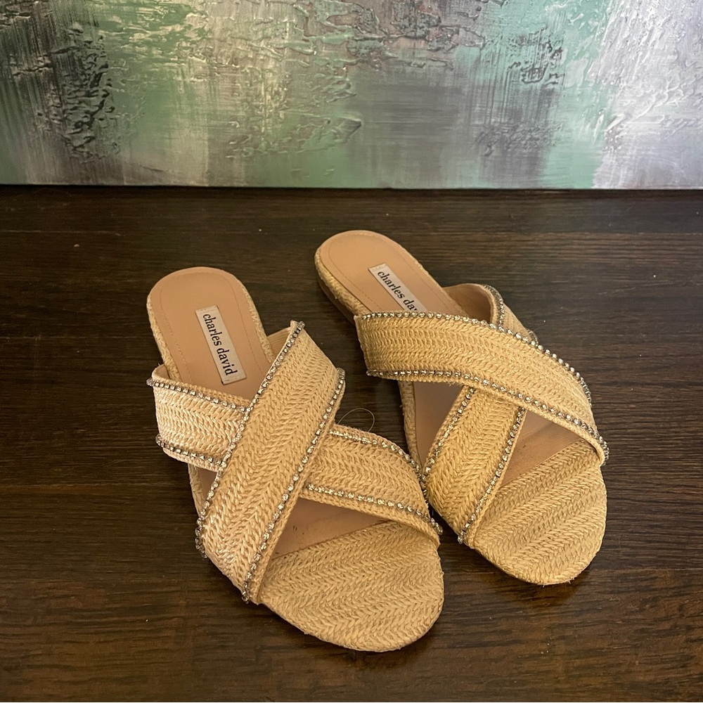 Charles David Kenya embellished slip on slide sandals size 8.5